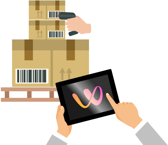 smart warehouse scan and barcode on a box image